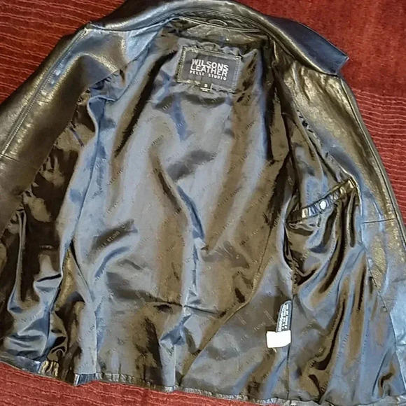 Vintage 90s Wilsons Pelle Studio black leather jacket Size Small - Picture 5 of 8